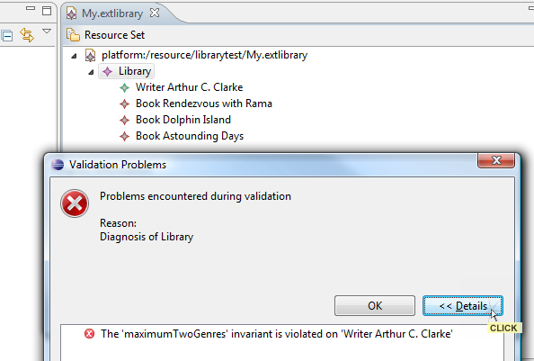 Validation error dialog